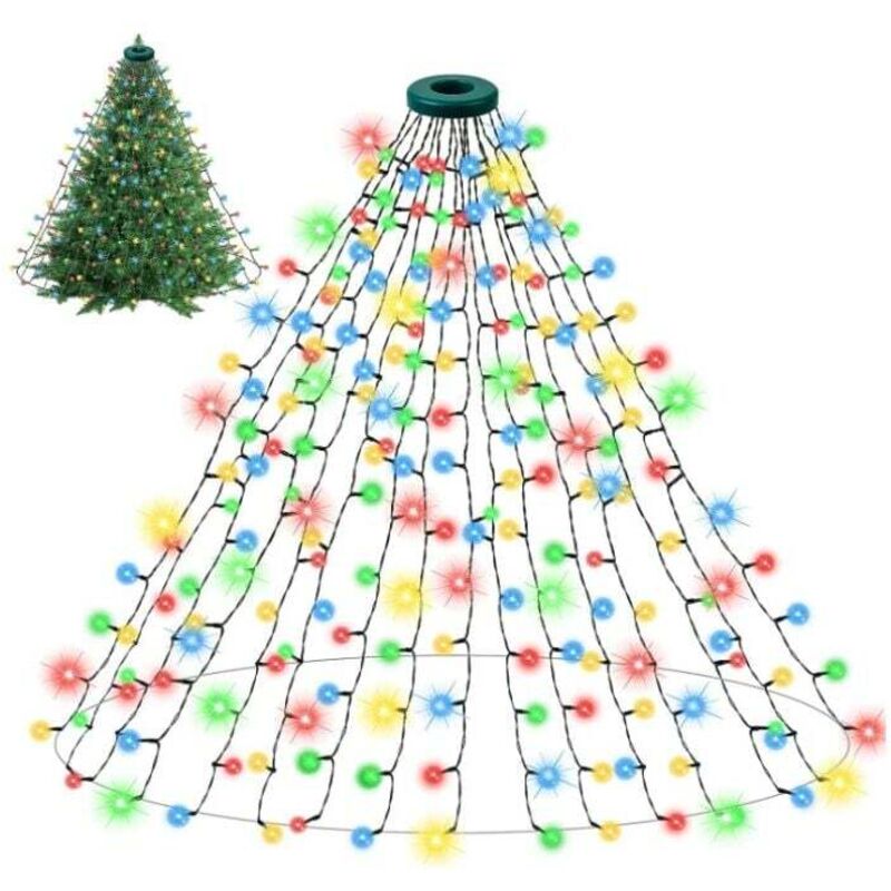 1 x mehrfarbige 2 m x 16 Reihen/400 LEDs Weihnachtsbaum-Lichterkette, 2 m x 16 Reihen/400 LEDs Weihnachtsbaum-Lichterkette-Dekoration, wasserdichte