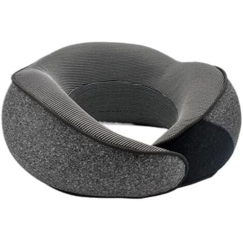 1 x Neues Nackenkissen, Reise-Nackenkissen, Memory Foam Reise-Nackenkissen fürs Flugzeug (Dunkelgrau, 26 x 11 cm)