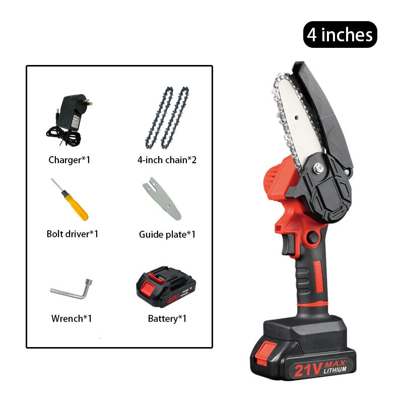 ZVD - 10-2 cm Akku-Kettensäge – Tragbare elektrische Kettensäge zum Beschneiden im Garten – Holzschneiden