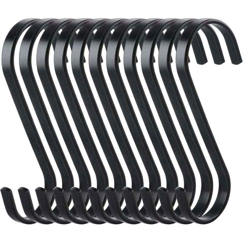 Shining House - 10 flache S-Haken, Metallhaken zum Aufhängen, robuste Küchenhaken, multifunktionale Haken für Küche oder Fleisch, Metzger, Kleidung,