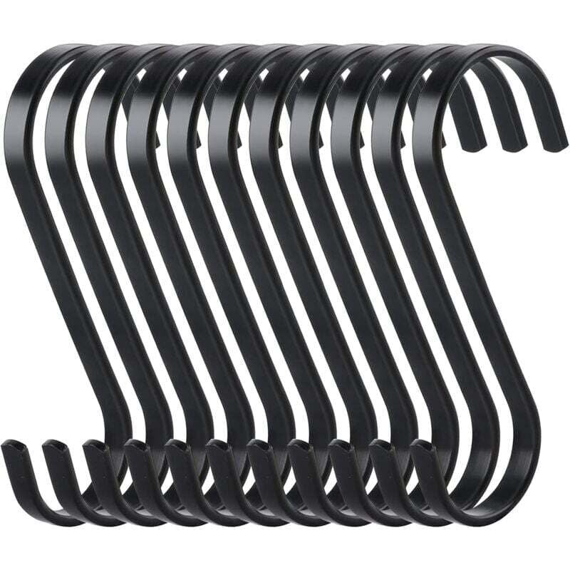 Odipie - 10 flache S-Haken, Metallhaken zum Aufhängen, robuste Küchenhaken, multifunktionale Haken für Küche oder Fleisch, Metzger, Kleidung,