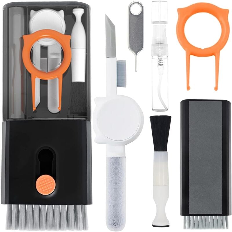 Ersandy - 10-in-1-Tastatur-Reinigungsset, Multifunktions-Tastaturbürsten-Reinigungsset, Werkzeugbürsten, Reinigungsstift für Airpods, Tastatur,