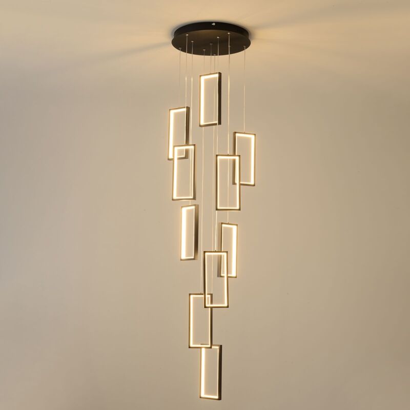 10 Kasten-Decken-Pendelleuchten, moderne Deckenleuchten, Decken-Pendelleuchten dimmer tricolor mit Fernbedienung schwarz