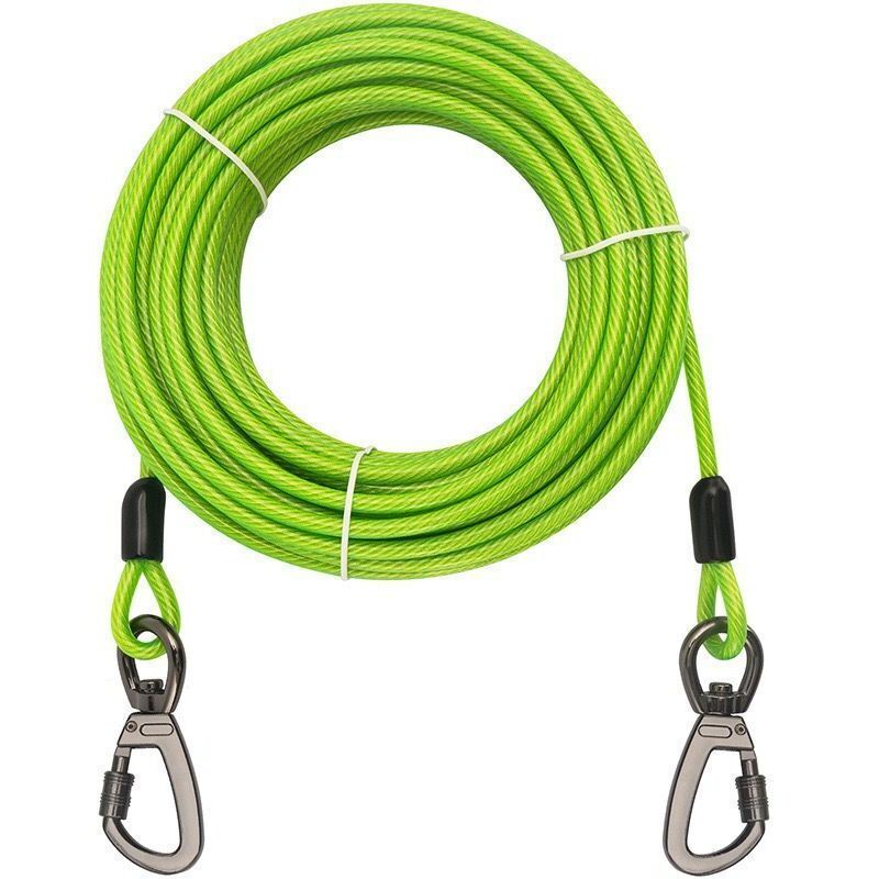 10 m lange Hundeleine mit robustem Karabinerhaken und Aufbewahrungstasche, bissfeste, reflektierende Hundeleine für Outdoor, Garten und Camping (grün)