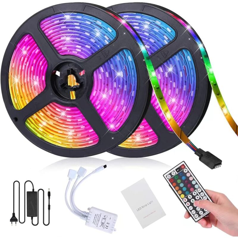 10 m LED-Streifen, LED-Schlafzimmer, RGB-LED-Streifen, LED-Lichtleiste, LED-Streifen für Schlafzimmer, 300 LEDs, 5050 RGB, IP65, wasserdicht,