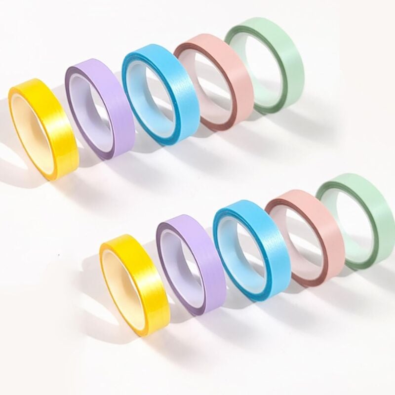 Bluedeer - 10 Rollen Transparente Haftnotizen (0,6cm x 5m) in 5 Pastellfarben Sticky Notes für Bücher, Flipcharts Poster