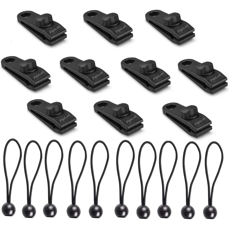 10 Sets Tarp Clip Zelte Clip Zeltplanen Clip Zeltklemme Set Markisen Clip Markisen Klemme Ball Bungee Seil für Zelte,Abdeckungen,Markisen,Banner,