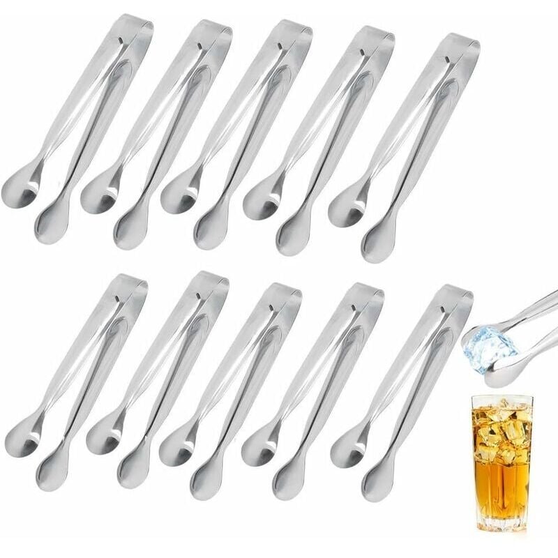 Mini-Eiszangen aus Edelstahl – 10er-Pack – für Party/Hochzeit/Bar/Küche