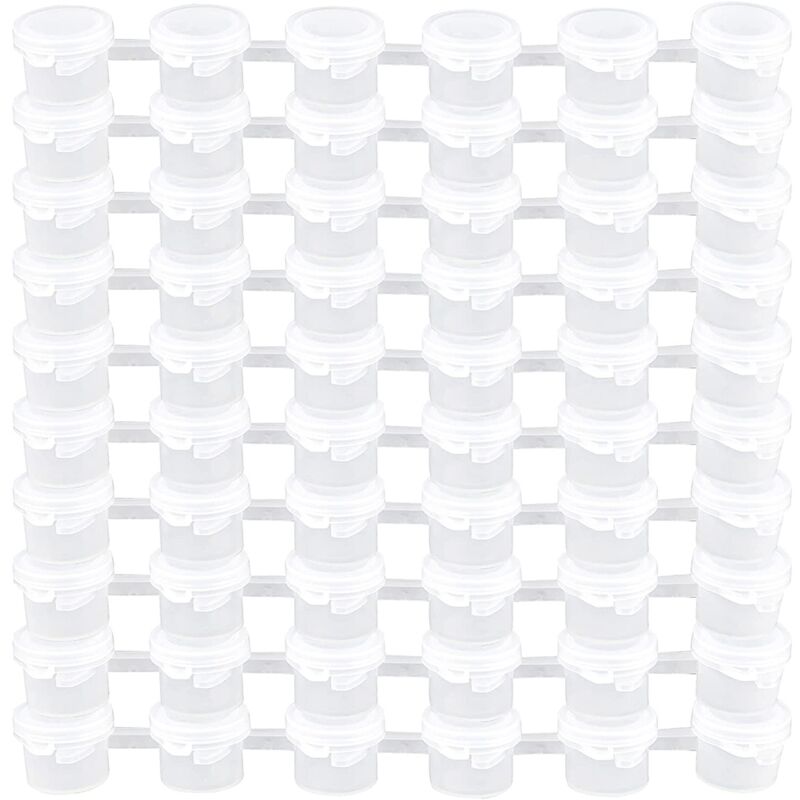 10 Streifen, 60 Töpfe, leere Farbe, weiße Becherstreifen, Aufbewahrungsbehälter, Mal- und Bastelbedarf für den Unterricht