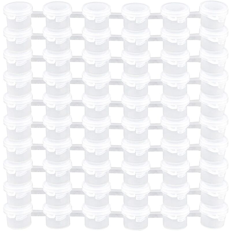 10 Streifen, 60 Töpfe, leere Farbe, weiße Becherstreifen, Aufbewahrungsbehälter, Mal- und Bastelbedarf für den Unterricht