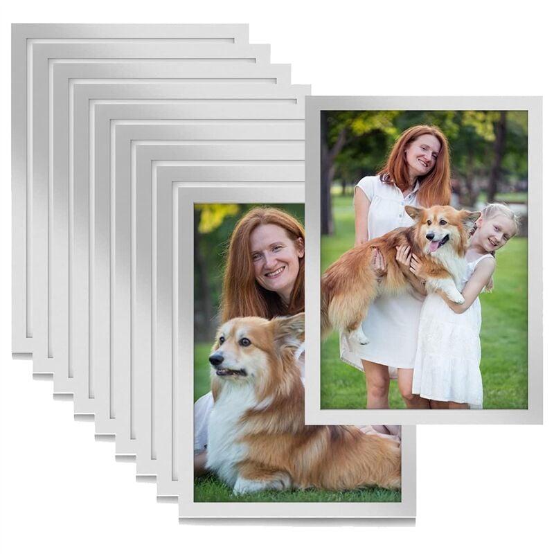 10 StüCk A5 Magnetische Diamant-Kunstrahmen, Selbstklebende Bilderrahmen, Diamant-GemäLderahmen, PräSentationsrahmen, Silber