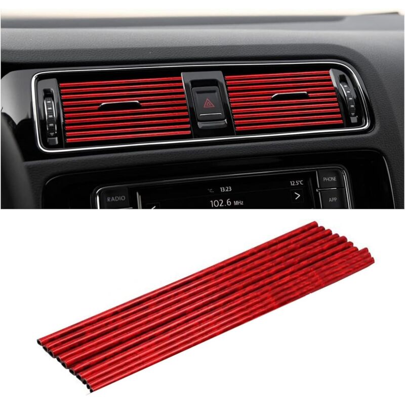 10 Stück Auto Lüftungsschlitz Dekoration, tuning auto,20cm Auto Styling Zierleisten DIY Lüftungsgitter Innenausstattung Streifen, Auto Zubehör