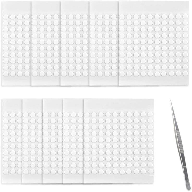 10 Stück Doppelseitige Klebepunkte, 6x0.5mm Foto Klebepads, Rund Transparente Aufkleber Keine Spuren Selbstklebende Klebepunkte für Poster, Papier,