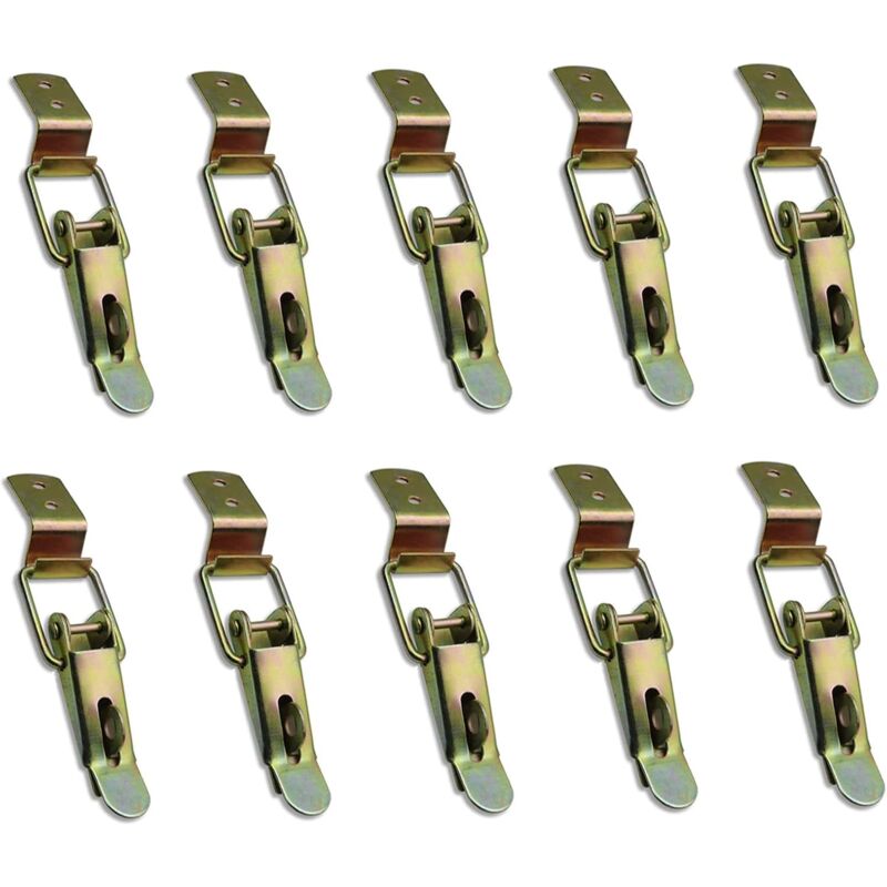 Memkey - 10 Stück geschlossener Hebel und Haken, Kippriegel, für Schublade, Hebelschloss, Werkzeugkasten, Schrank, Schrank, Box (verzinktes Gelb)