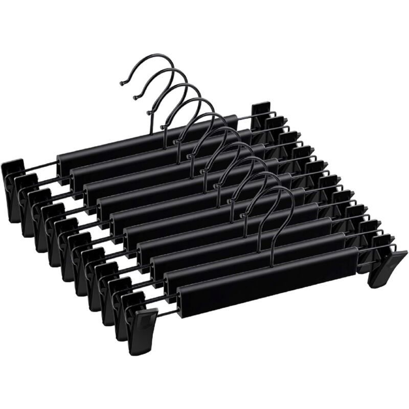 Ersandy - 10 Stück Hosenbügel, rutschfestes Design aus Kunststoff und Metall, für Röcke, Hosen, Hosen, Jeans