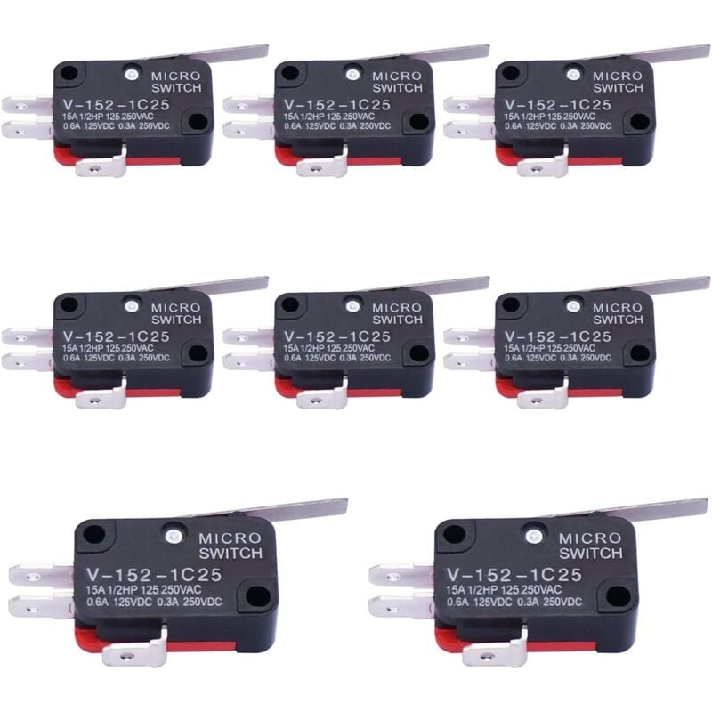 Gotrays - 10 stücke Mikroschalter Kurzen Arm Gerade Scharnierhebel spdt Snap Action Endschalter für Arduino V-152-1C25