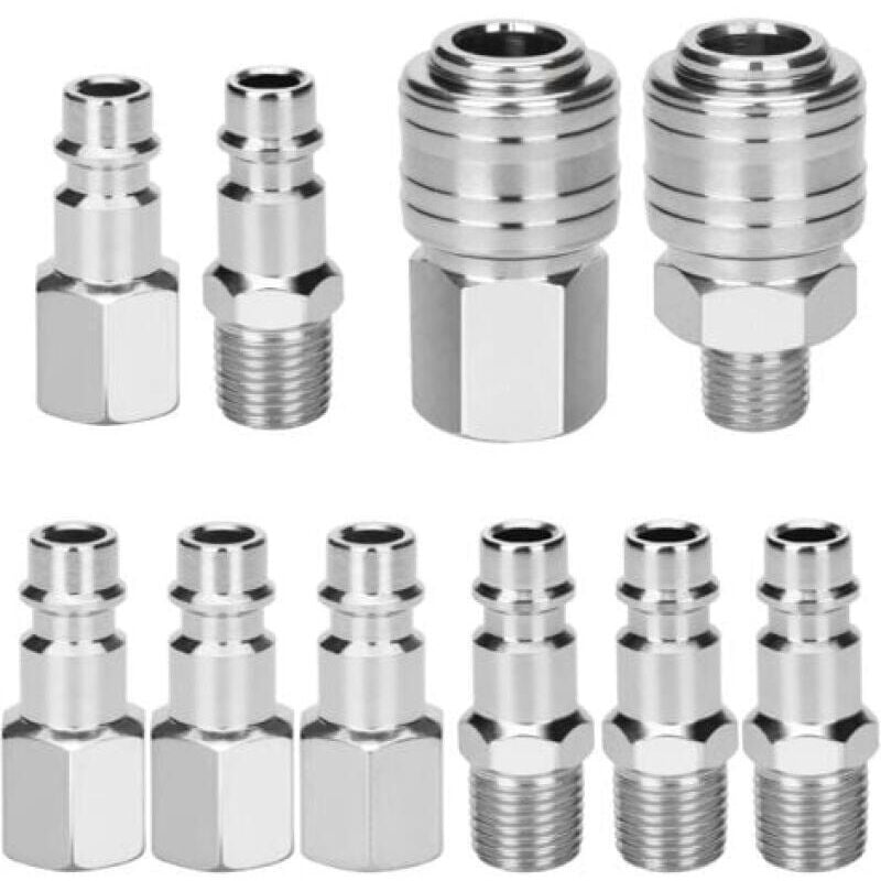 10 Stück Kompressor-Armaturen 1/4 Zoll BSP Europäischer pneumatischer Schnellverbinder Luftpneumatik-Koppler Kompressor-Kit Luftzubehör