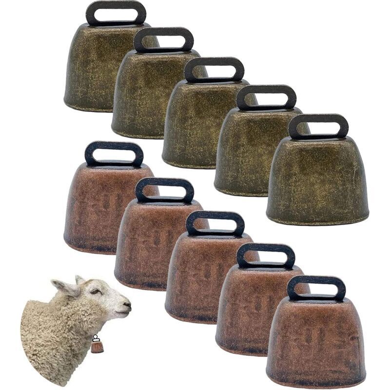 10 Stück Kuh-, Pferde- und Schafweideglocke aus Kupfer, Vintage-Türglocke aus Bronze, Kupferglocke für Hunde, Tierglocke für Ziegen, Kühe usw.
