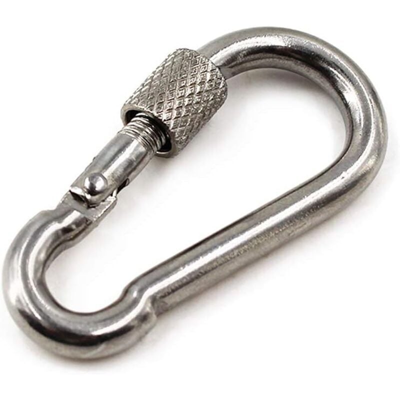 10 Stück M4 Karabinerhaken aus 304 Edelstahl mit Schraubverschluss, Karabinerhaken für Zuhause, Camping, Wandern, Angeln, Reisen, Rucksack