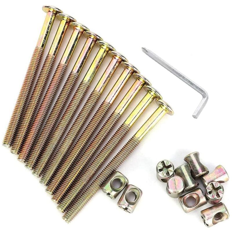 10 Stück M6 100mm Zylindermuttern Schrauben Kit,Möbelverbinder Schrauben,M613 mm Barrel Muttern für Möbelbetten Kinderbetten Krippe und Stühle mit