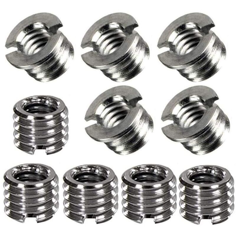 10 Stück Metall-Adapterschrauben 1/4' auf 3/8' für Stativ-, Einbeinstativ- und Kugelkopf-DSLR-/SLR-Kameras (2 Typen)
