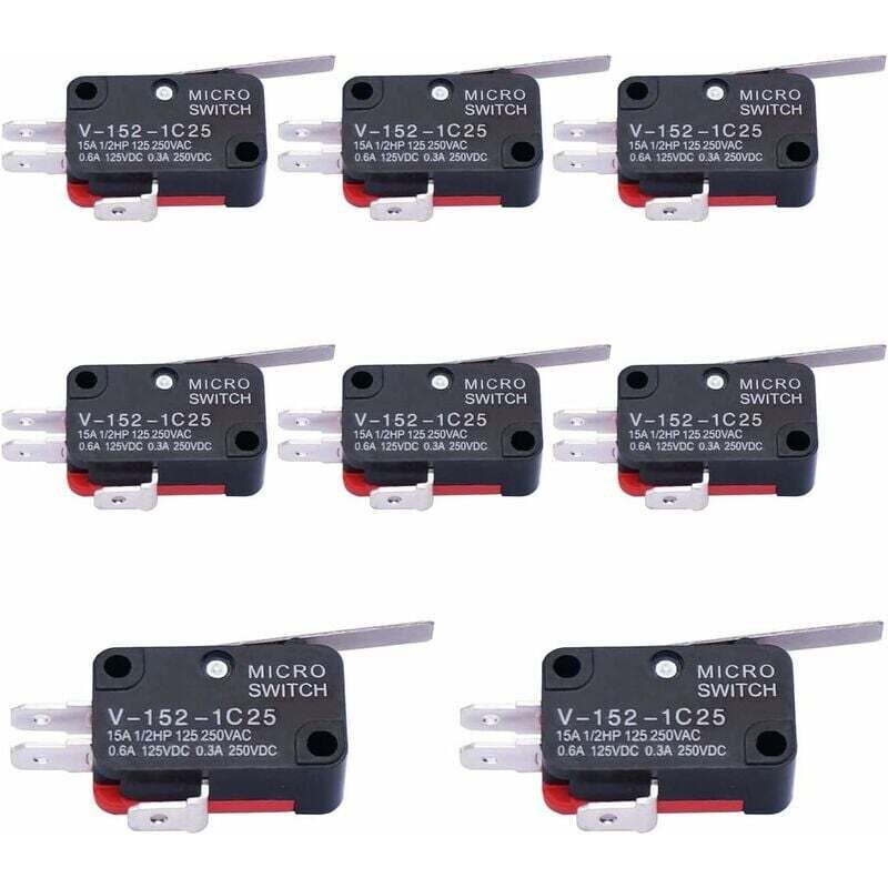 10 Stück Mikro-Kurzhebelschalter mit rechtem Scharnier, SPDT-Sofortschalter für Arduino V-152-1C25