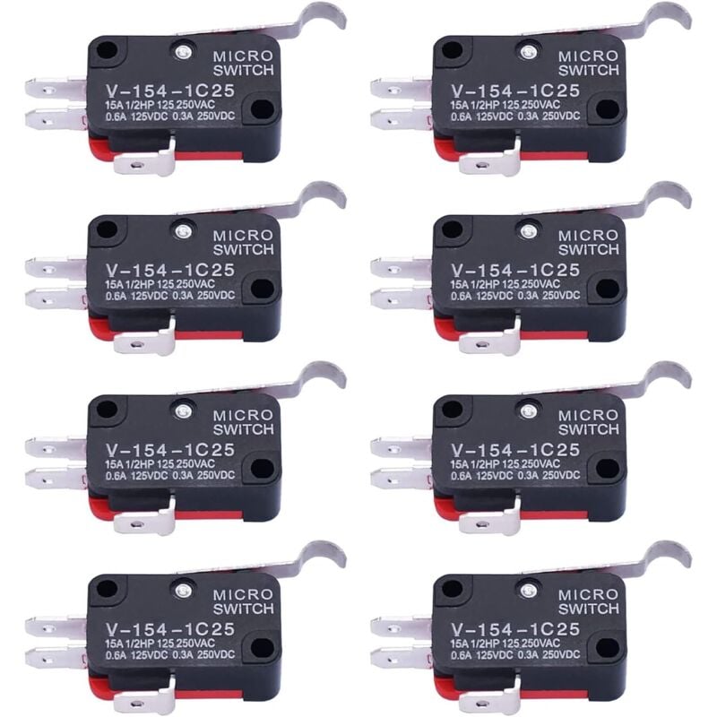 Qiedie - 10 Stück Mikroschalter Langes Scharnier Biegehebelarm spdt Snap Action Endschalter für Arduino V-154-1C25