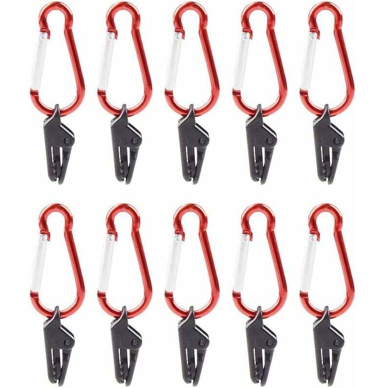 10 Stück Planenclip mit Karabiner, Zeltclip, Campingzelt-Markisenclips, Kunststoff-Zeltplanenclips, Zeltdruckknöpfe für Outdoor-Aktivitäten