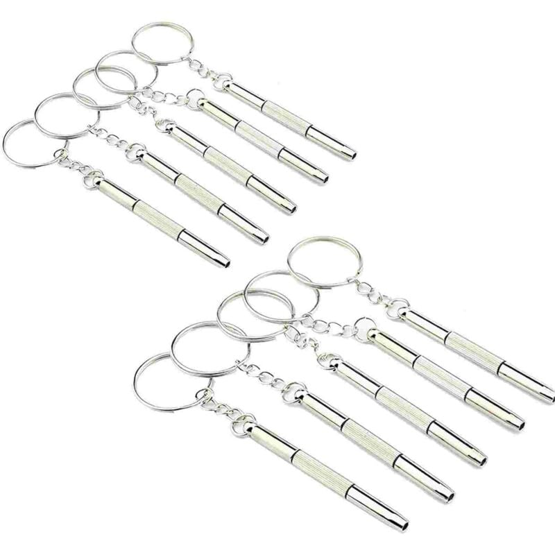 Bluedeer - 10 Stück Schraubendreher für Brillen, 3-in-1 Taschenschraubendreher mit Doppelspitze, Ideal zur Reparatur von Sonnenbrillen, Uhren,