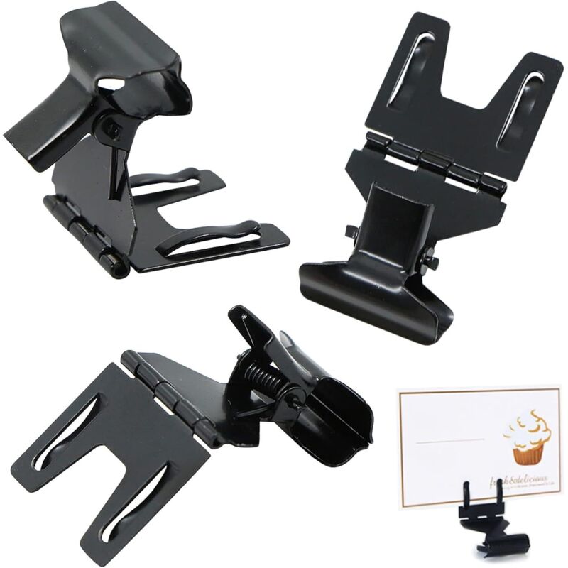 10 piezas negras, clip para etiqueta de precio, porta tarjetas, clips de etiquetado de metal, 5,2 x 2,8 cm, portaetiquetas, porta fotos, notas,