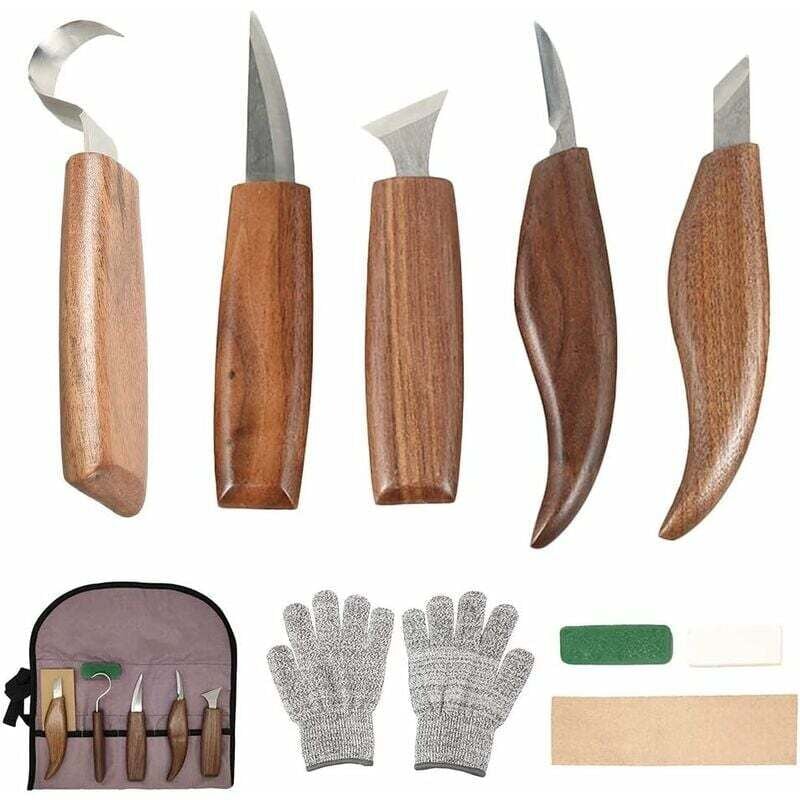 10-teiliges Holzschnitzwerkzeug-Set aus Kohlenstoffstahl, Holzschnitzwerkzeuge mit Hakenmesser, professionelles Schnitzmesser, Holzgravurwerkzeuge