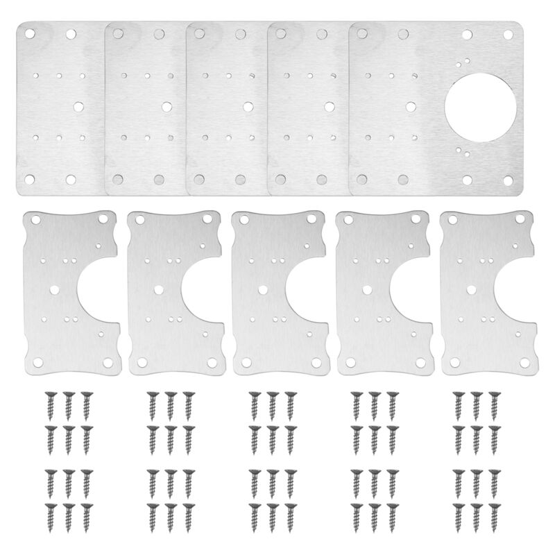Tlily - 10 stücke Scharnier Reparatur Platte Rostfreier Stahl Halterung Befestigung mit Schrauben für MöBel Kleider Schrank