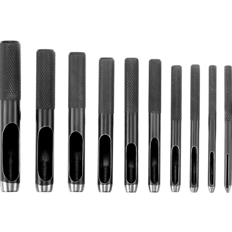 10-teiliges Hohllochstanzer-Set aus rundem Stahl, 1 mm bis 10 mm, Leder-Hohllochstanzwerkzeuge für Leder, Uhrenarmbänder, Dichtungsgürtel, Schuhe,