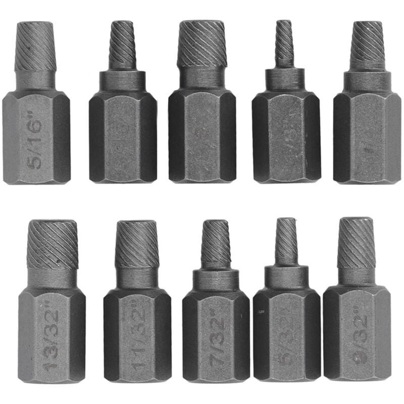 10-teiliges Set zum Ausdrehen beschädigter Schrauben, Werkzeug zum Entfernen von Sechskantschrauben, Set zum Ausdrehen abgenutzter Schrauben,