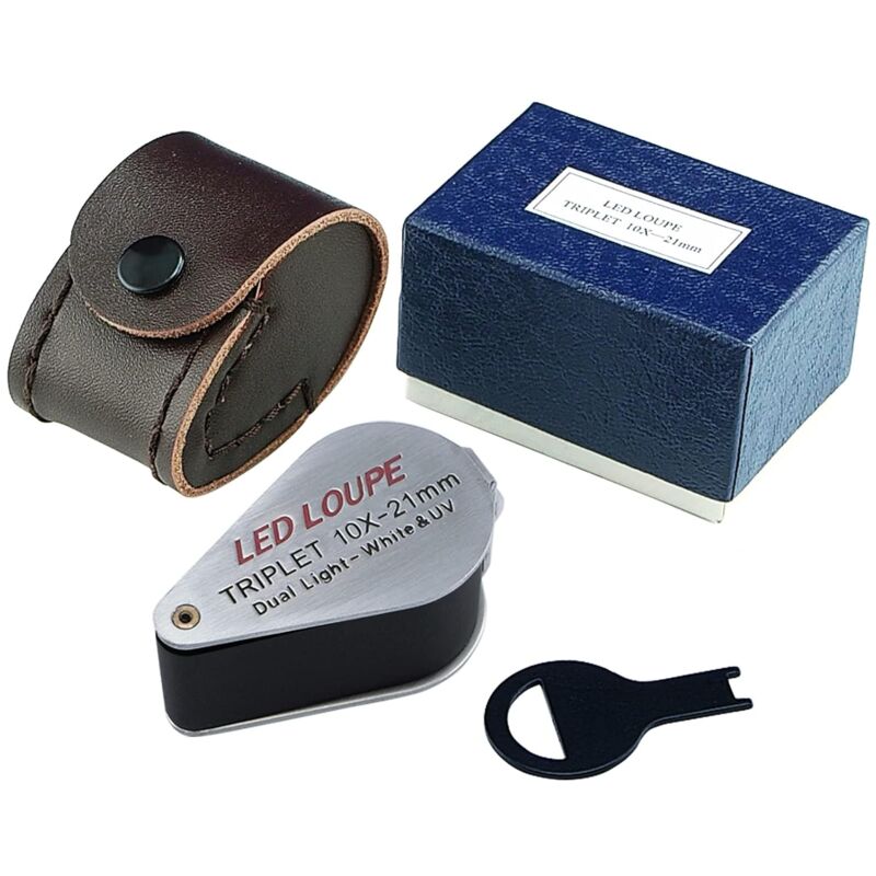Ladacèe - 10 x + UV-Licht Mini-Klapplupe für Juwelen, Augenlupe, Schmuck für Edelsteine, Schmuck, Steine, Steine, Briefmarken, Münzen, Ersatzteile,
