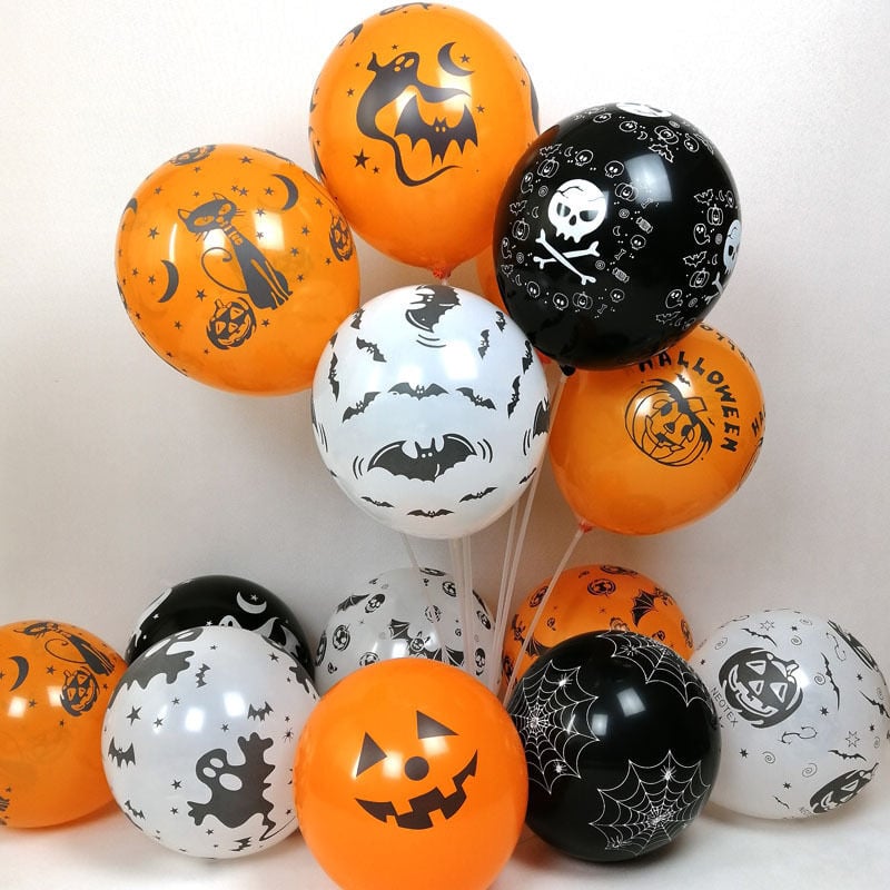 100 Latexballons für Halloween, Partyzubehör für das Alien- und Geisterfest, Dekoration für Einkaufszentren, Halloween-Ballons