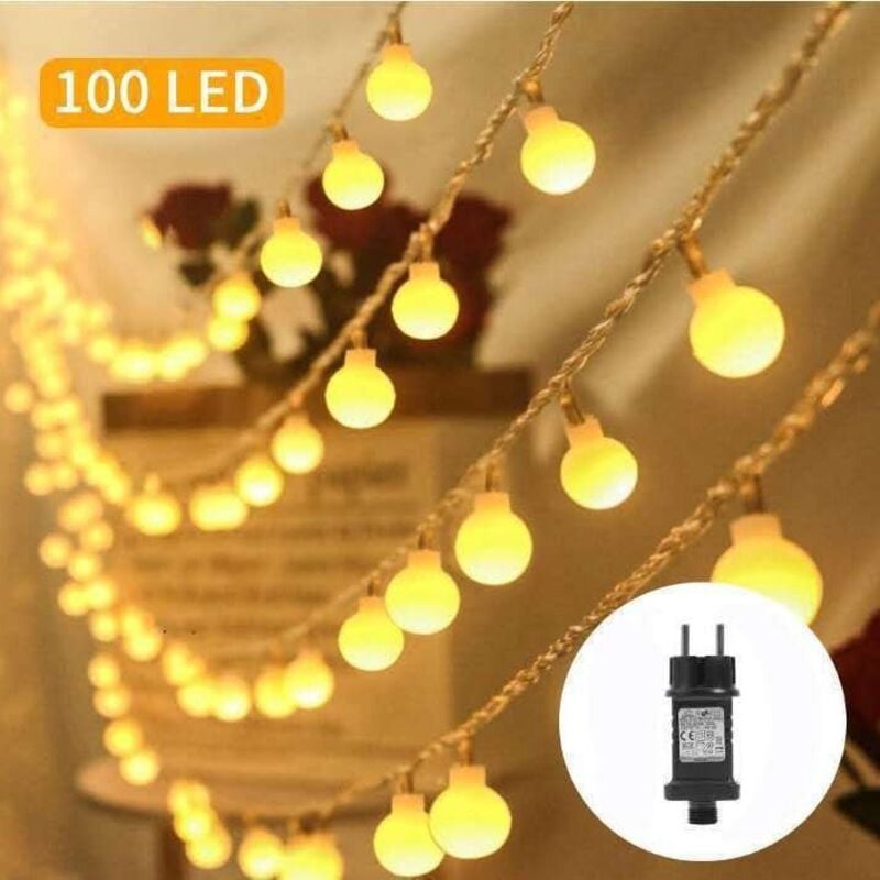 100 led Globe Lichterkette, 10m led Lichterkette Außen/Innen mit Fernbedienung 8 Modus, Wasserdicht Deko Lichterkette Strombetrieben für