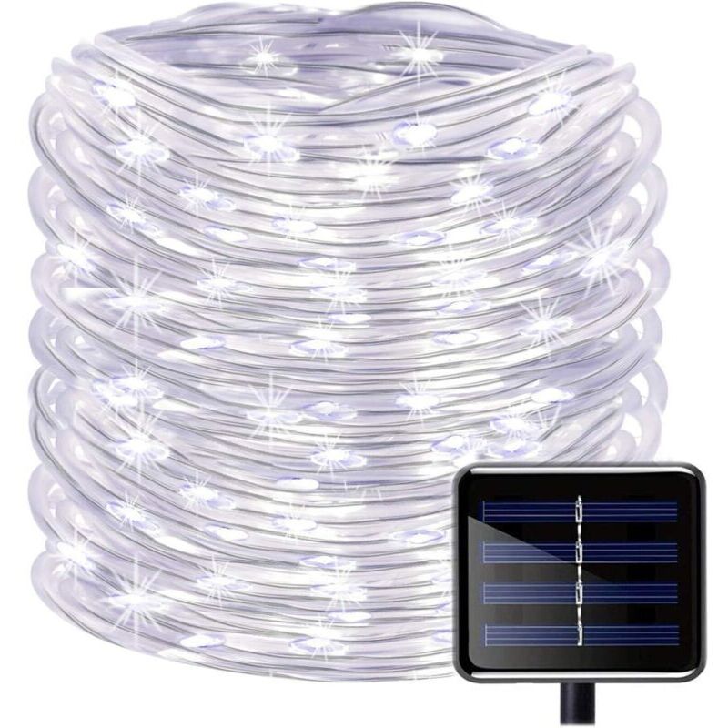 100 LED Solar-Lichterkette, wasserdicht, 12 m (39 Fuß) Kupferdraht-Lichterkette für den Außenbereich, ideal für Weihnachten und Garten (Weiß)