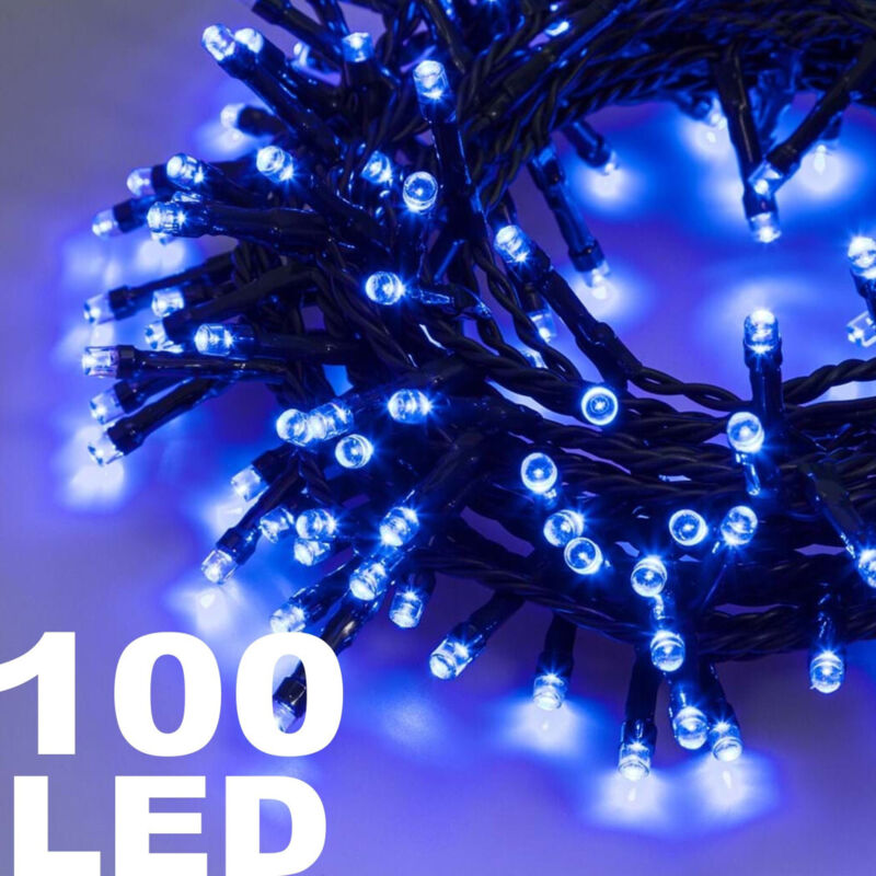Trade Shop Traesio - Trade Shop - catena luminosa 100 luci led lucciole luce blue mit kontroller 8 functionen -
