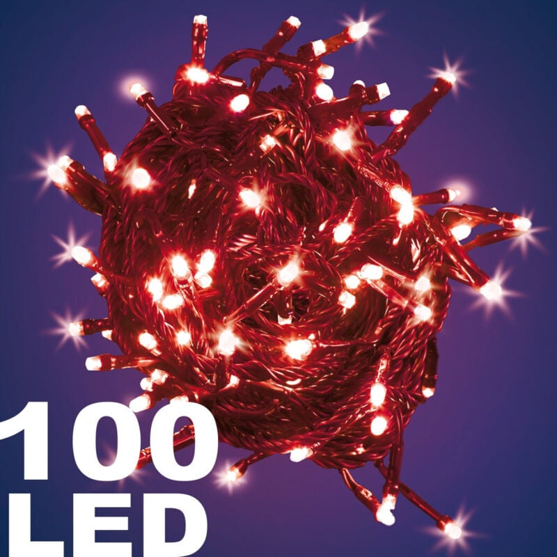 Trade Shop Traesio - Trade Shop - catena luminosa 100 luci led lucciole luce rossa rosso mit controller 8 functions -