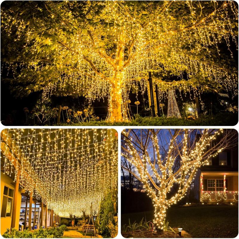 100 m 600 LED-Lichterkette für Karneval, Hochzeit, Außenbeleuchtung für den Garten und Innenbereich (warmweiß)