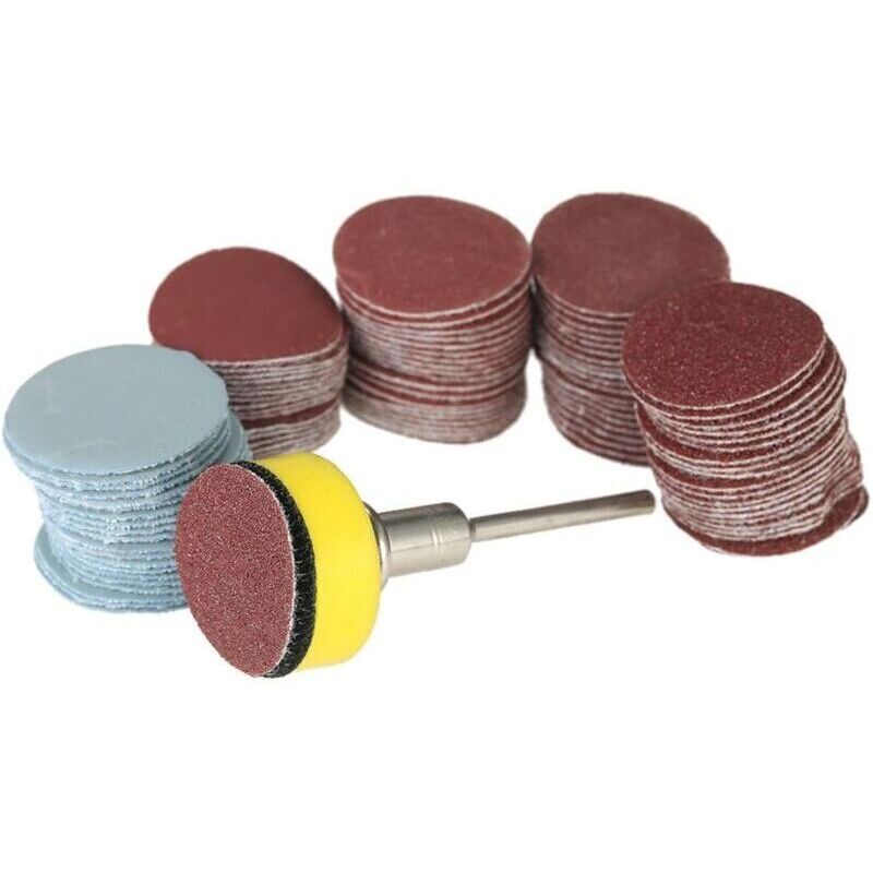 100 Stück 25 mm (1 Zoll) Schleifscheiben, Schleifpapier Körnung 100-3000 mit 1-Zoll-Polierpad und 1/8-Zoll-Schaft für Dremel-Rotationswerkzeuge