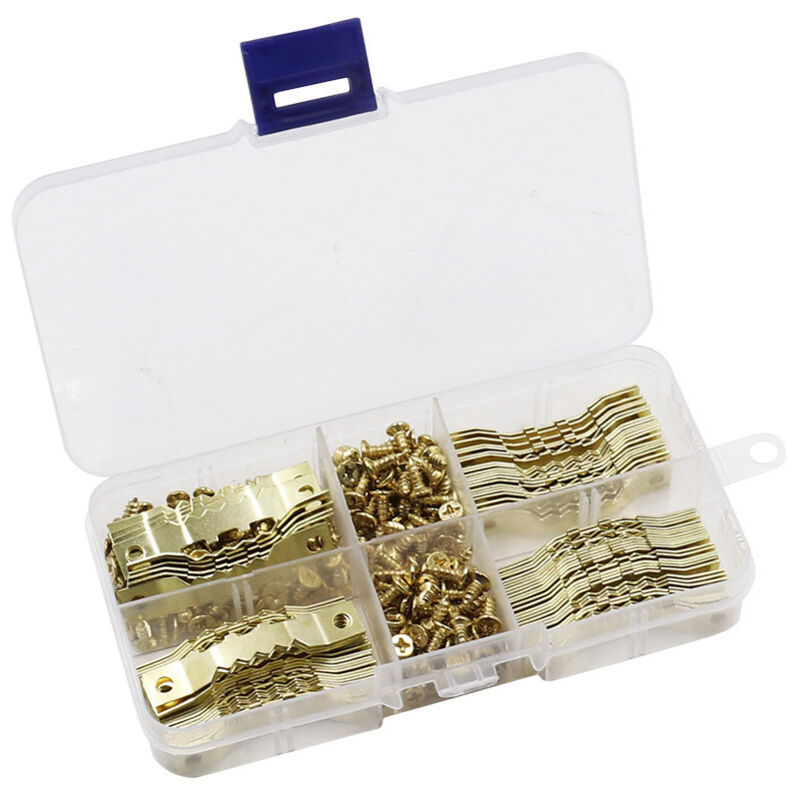 Cyslmuk - 100 Stück Bildaufhänger, Bilderrahmen-Aufhänger, starke, langlebige goldene Metallhaken, Haken für Rahmen/Foto/Leinwand/Gemälde/Uhr/Diplom