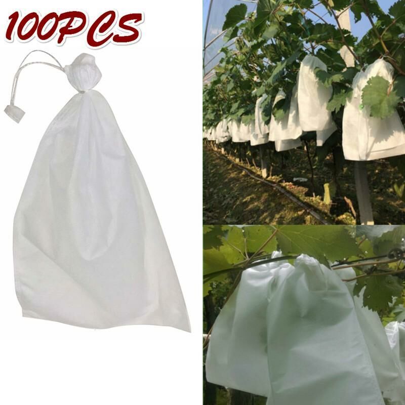 Shining House - 100 stücke Kordelzug Stil Trauben Schützen Tasche Obst Schutz Taschen Mesh Tasche Gegen Insekten Beutel,