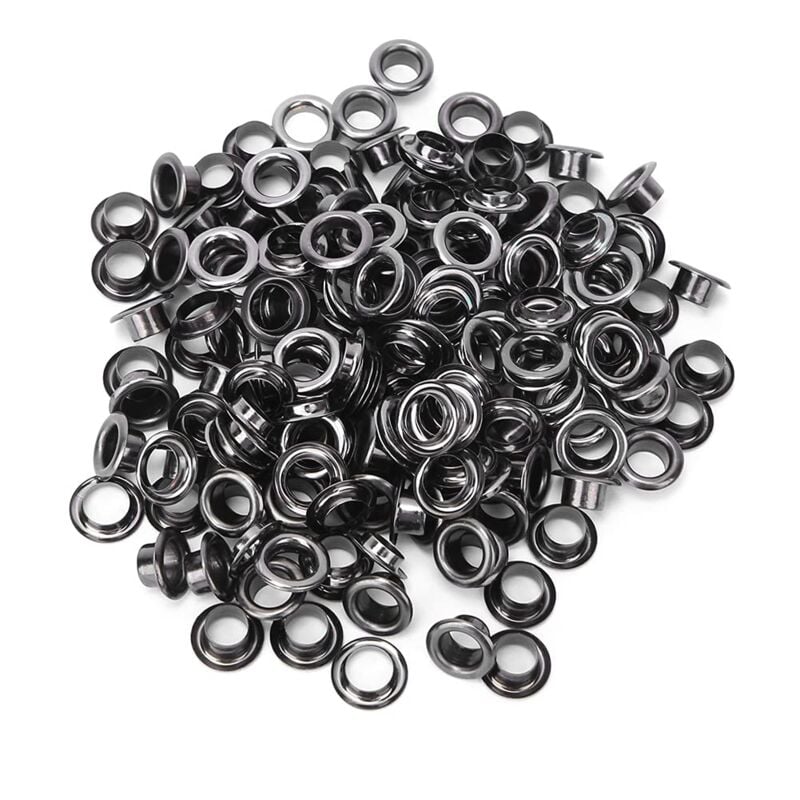 Zoternen - 100 Stück Ösen, Ösen, 6 Mm, Messingloch, Selbstsichernde Ösen für Perlenkerne, Kleidung, Leder, Leinwand(Grau)