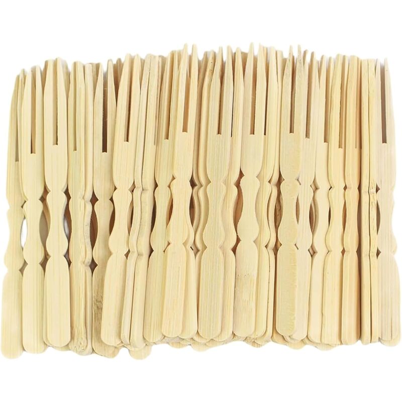 Bluedeer - 100 Stück Pommesgabel, Holzgabeln Pommespieker aus Holz Holzbesteck Partybesteck Pommes Frites Gabeln Partygeschirr für Party Geburtstag