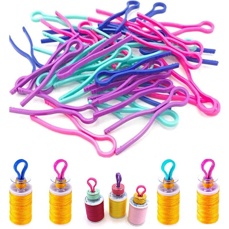 100 Stück Spulenhalter Spulenfadenhalter, Spulen Faden Spule Klemmen Bobbin Buddies Nähmaschine Zubehör zum Halten von Halten Spule Faden Schwänze