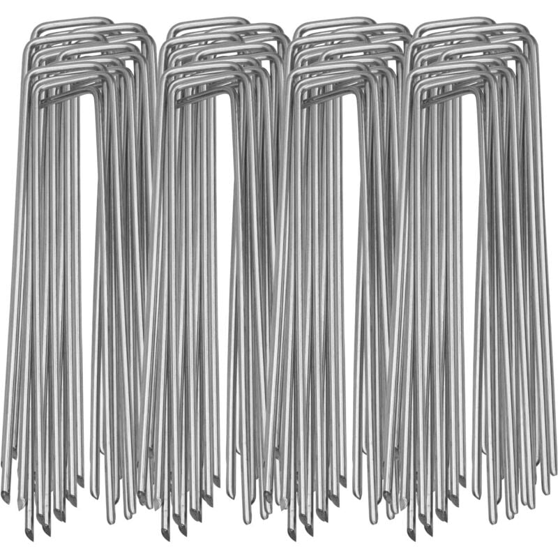 100 Stück starke Bodenankerstifte zur Unkrautbekämpfung, Vlies-Gartenzaun, Garten (2,5 x 4 x 200 mm)