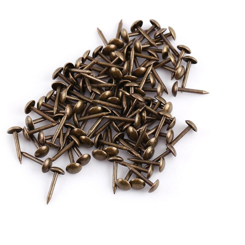 Zoternen - 100 stück Vintage Polster Nägel Bronze Metall Tags Dekorative Tack Stud für Möbel Sofa Schuh Tür Karte Foto Befestigung(6 14mm-6 14mm)