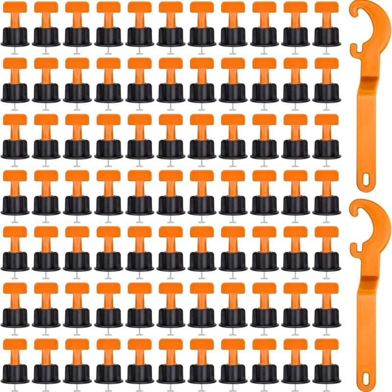 100-teiliges Fliesen-Nivelliersystem, wiederverwendbares Fliesen-Nivelliersystem für Fliesen, Keramikfliesen, Holzplatten mit 2 Spezialschlüsseln